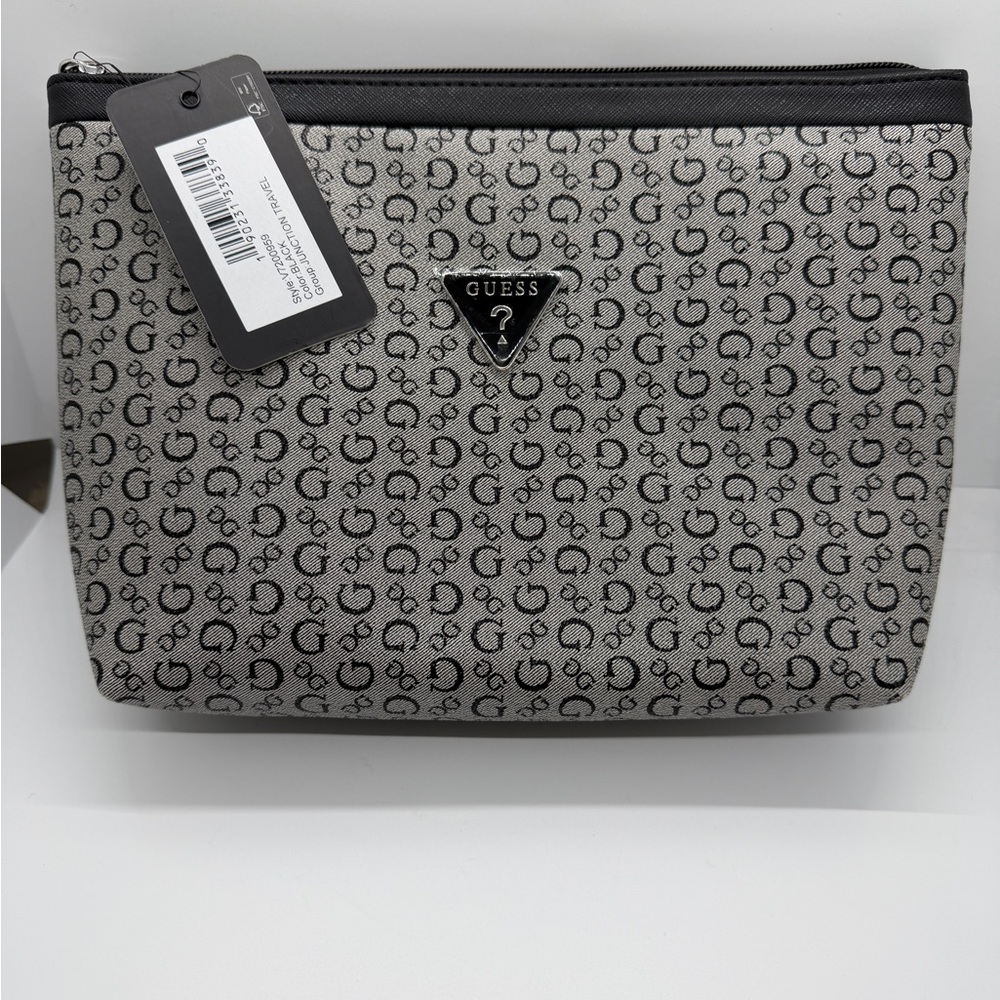GUESS Black and Gray Monogram Toiletry Bag